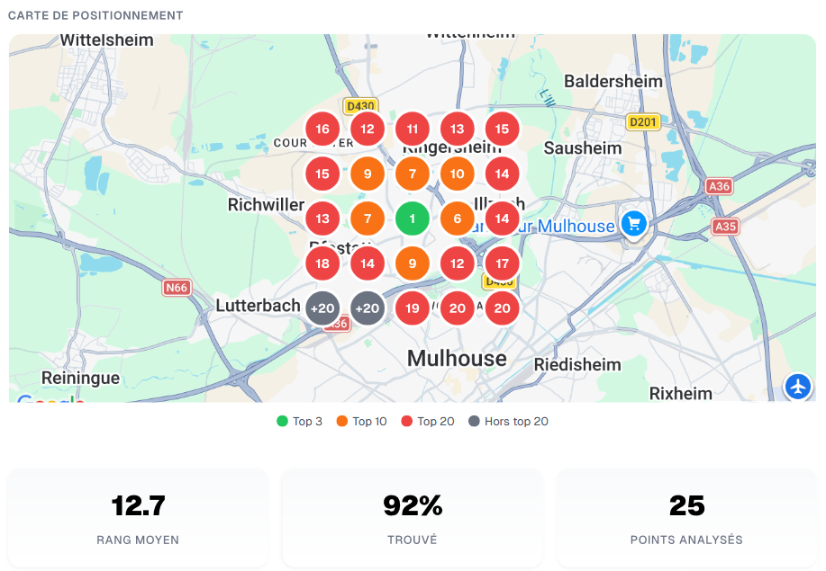 Carte de positionnement Google Maps Mulhouse